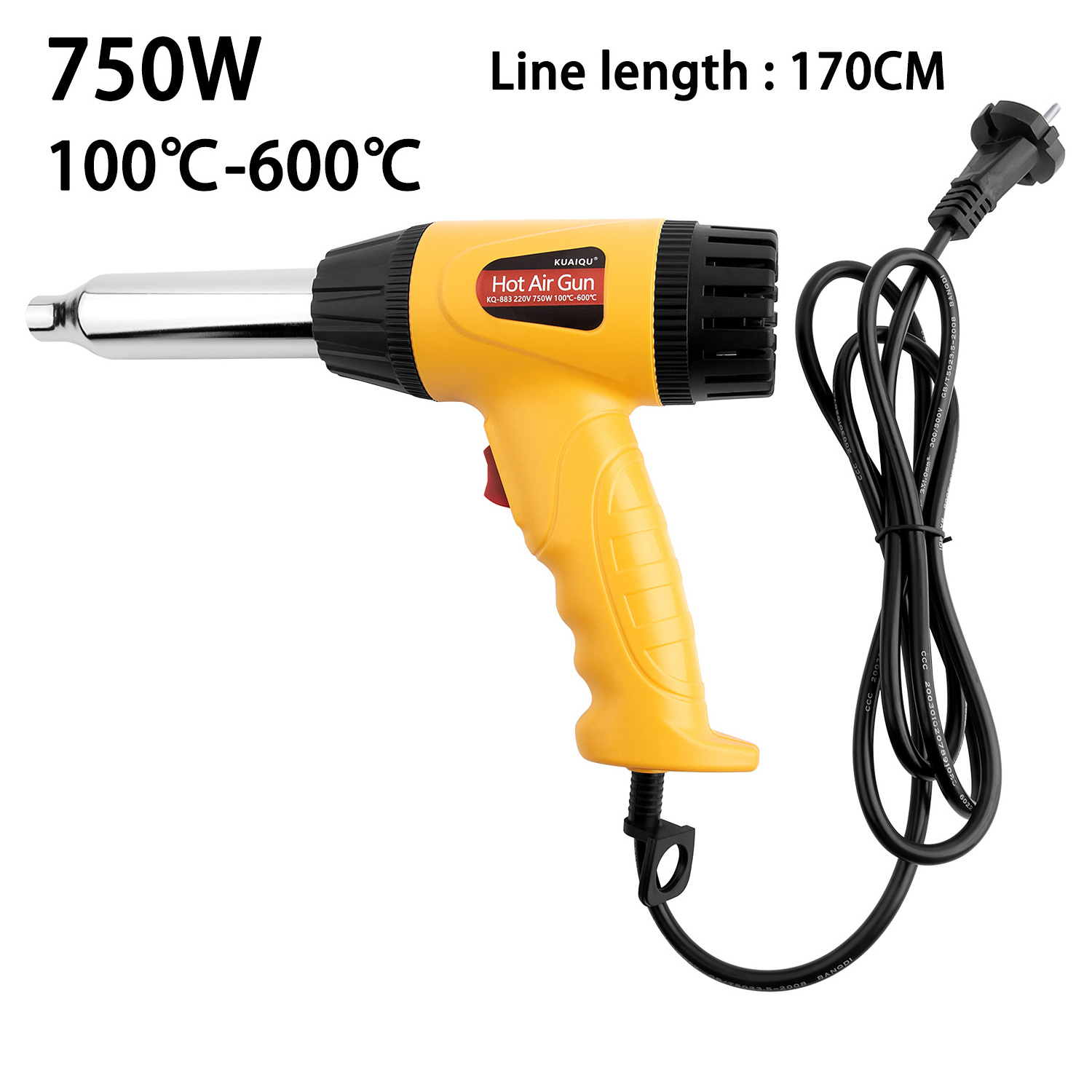 220V Heat Gun Electric Hot Air Gun Variable 100-600 Degrees Celsius Temperatures Industrial Power Tool