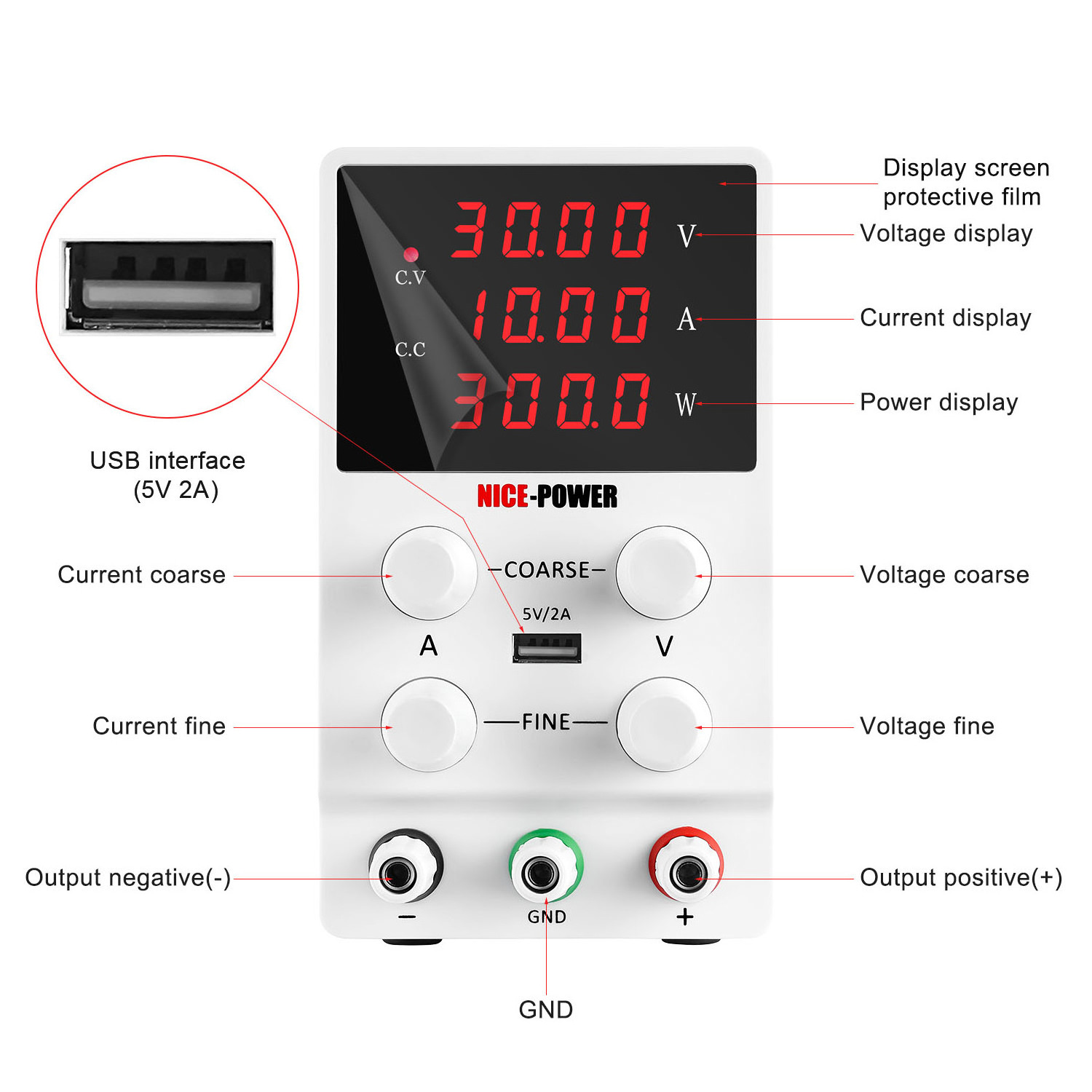 China Factory Supply Nice Power Sps3010 30V 10A Display Power Switch For School Lab Teach Industrial Power Supply