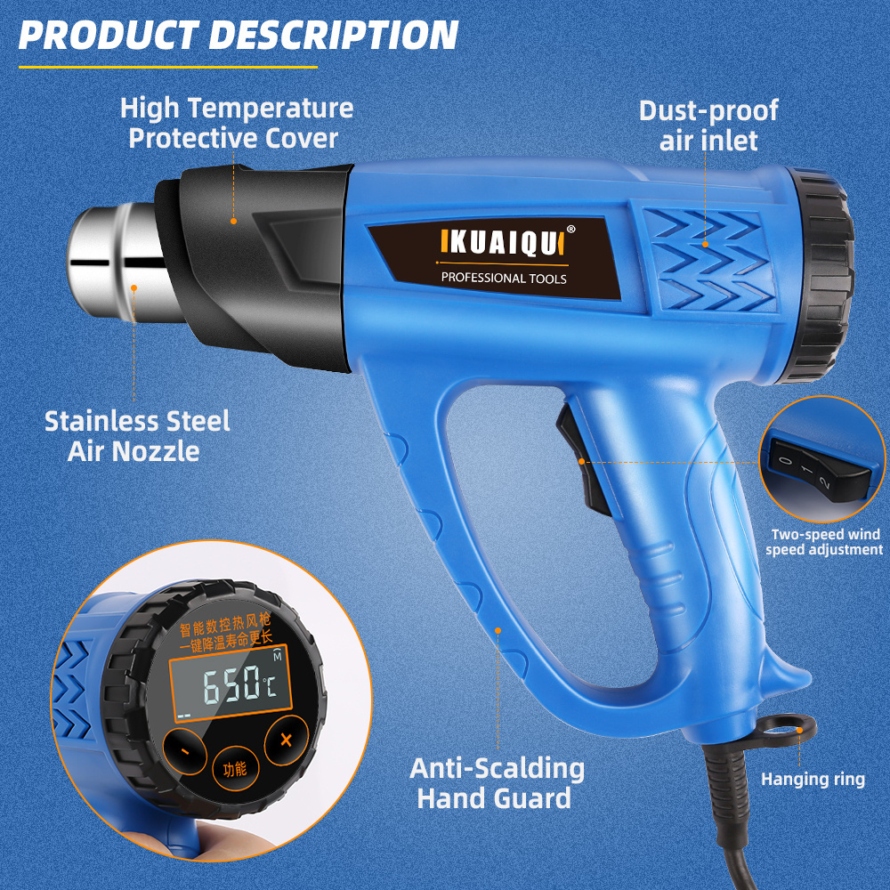 Industrial Hair dryer Heat Gun 2000W Hot Air Gun Air dryer for soldering Soldering station Thermal blower  Shrink wrapping Tools