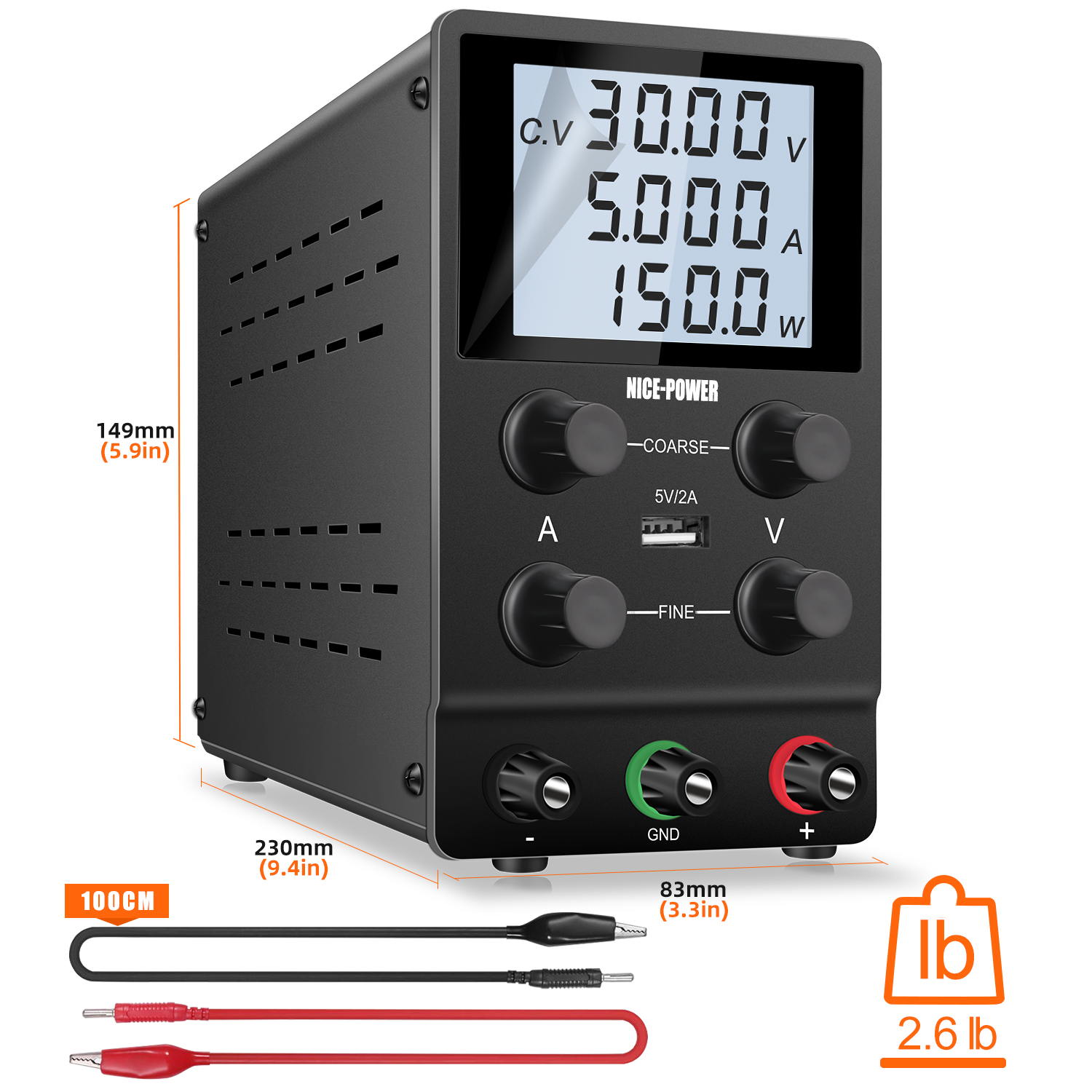 NICE-POWER SPS305D 30V 5A Laboratory Adjustable DC Regulated Power Supply Aging Test Electroplating Electrolysis