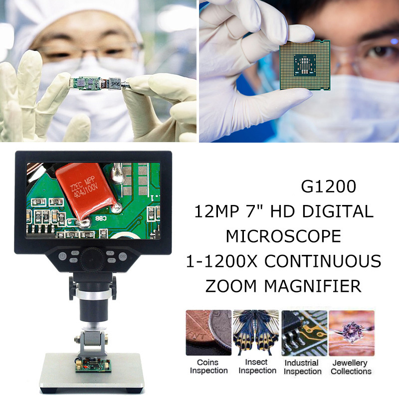 G1200 12MP Digital Microscope 1-1200X Continuous Zoom Magnifier Optical Instruments 7