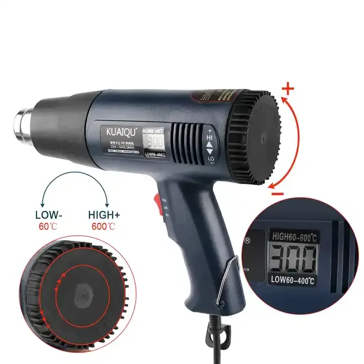 KQ881 60~600 Degrees Celsius 1800W LCD Display Adjustable Temperature OEM Portable Hot Air Gun Heat Gun With Hot Air Gun Nozzle