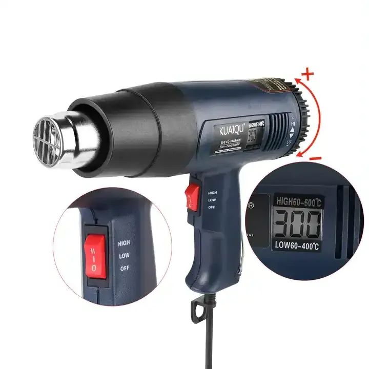 KQ881 60~600 Degrees Celsius 1800W LCD Display Adjustable Temperature OEM Portable Hot Air Gun Heat Gun With Hot Air Gun Nozzle