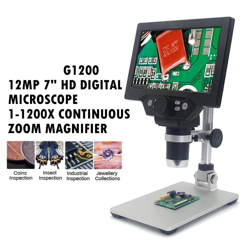 G1200 12MP Digital Microscope 1-1200X Continuous Zoom Magnifier Optical Instruments 7