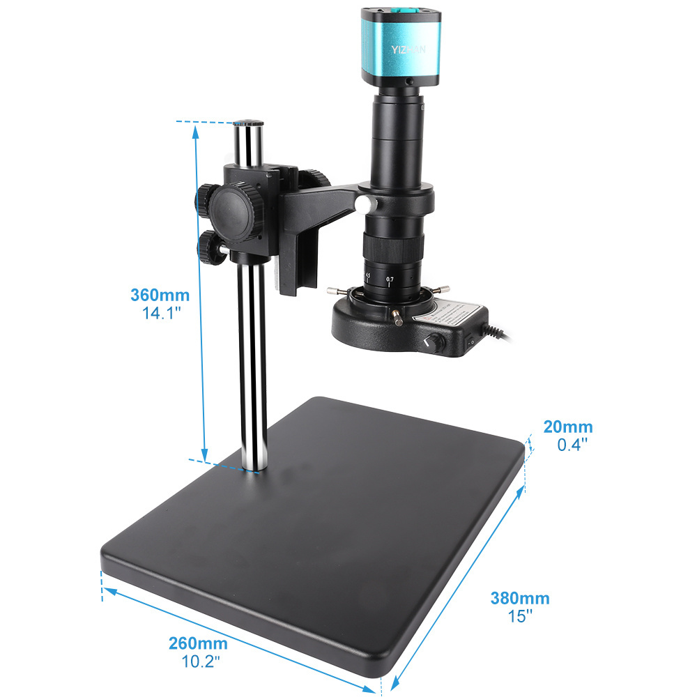 48MP HD-MI USB Industrial Digital Video Microscope Camera 180X  Zoom C-Mount Lens For Phone PCB Soldering Repair Big Metal Stand