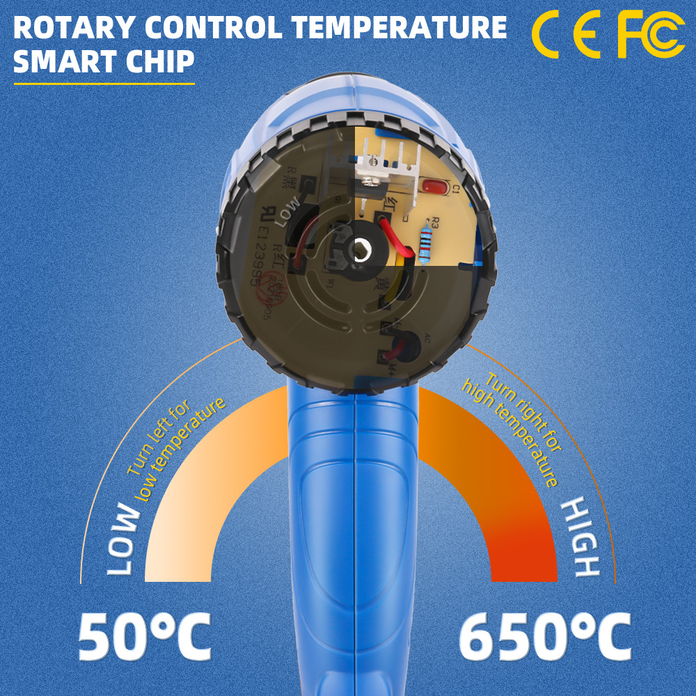 Adjustable Temperature Heat Gun 2000W LCD Display Hot Air Soldering Station Power Tool Thermal Blower Heat Shrink for Soldering