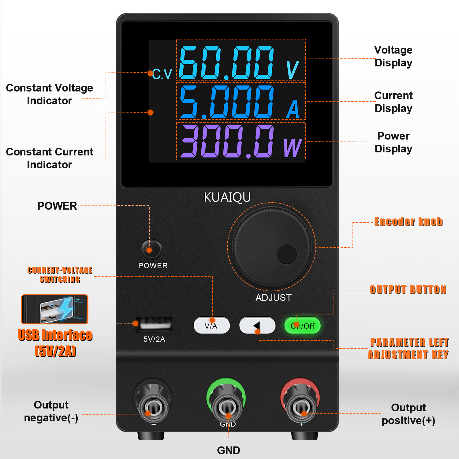 KUAIQU SPPS-A605D 60V 5A Laboratory Adjustable DC Stabilized Power Supply Digital Maintenance Electroplating Electrolysis