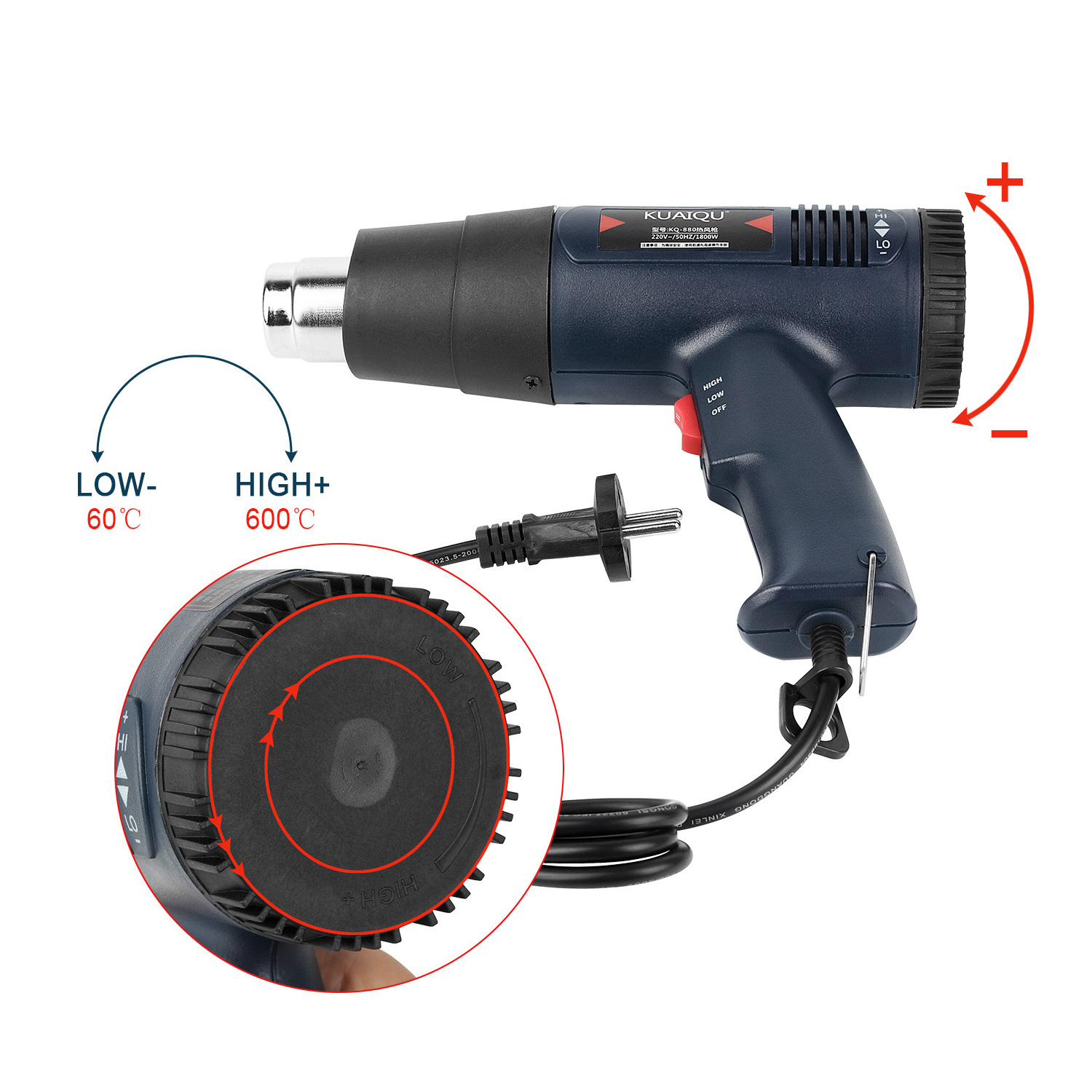 KQ880 60~600 1800W Professional OEM Low Price Portable Heat Gun China Mini Hot Air Soldering Gun Nozzles