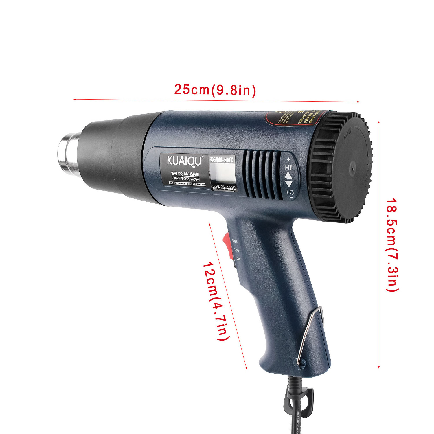 KQ881 60~600 1800W Digital LCD Display Portable Electric Heater Mobile Repairing Hot Air Soldering Gun With 7 Nozzles