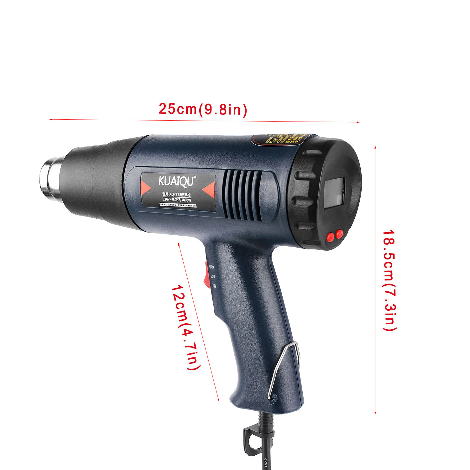 KQ882 60~600 Degrees Centigrade LCD Digital Mobile Repairing Portable Hot Air Plastic Welding Gun With Heat Gun Nozzle