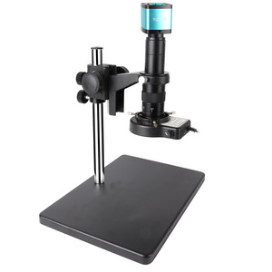 48MP HD-MI USB Industrial Digital Video Microscope Camera 180X  Zoom C-Mount Lens For Phone PCB Soldering Repair Big Metal Stand