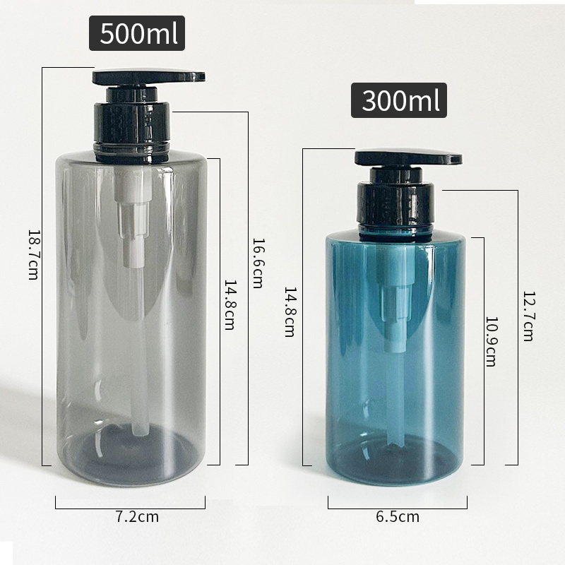 Refillable Blue 300 500 ml Shampoo Lotion Apothecary Dispenser Bottle for Bathroom and Kitchen