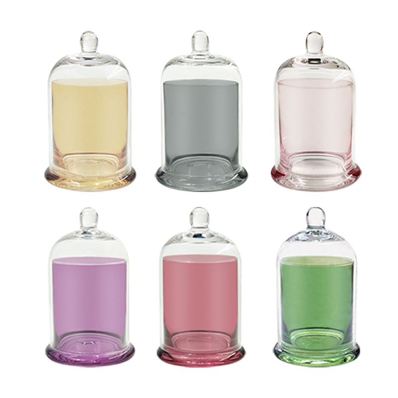 Tarros De Cristal Para Velas Red Coloured Thick Glass 12 Oz Candle Jars With Glass Lids