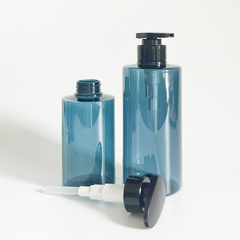 Refillable Blue 300 500 ml Shampoo Lotion Apothecary Dispenser Bottle for Bathroom and Kitchen