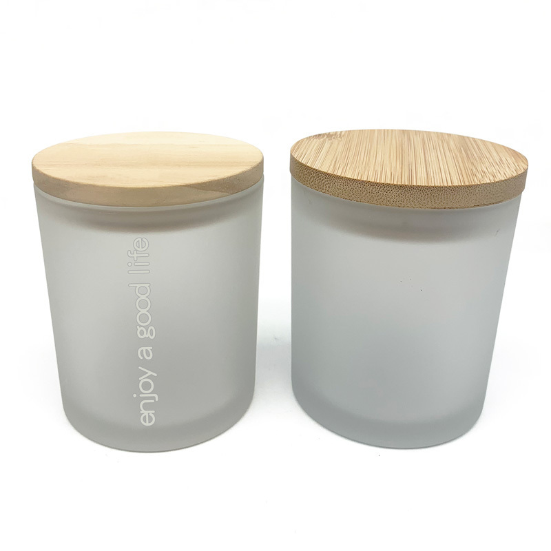 tarro de vela con tapa round 'luxur 10oz frosted candle glass jar gold wooden lid glass tumblers for candles