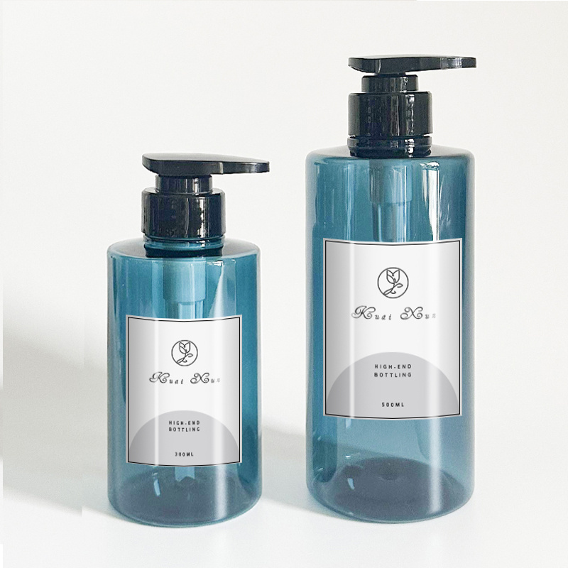 Refillable Blue 300 500 ml Shampoo Lotion Apothecary Dispenser Bottle for Bathroom and Kitchen