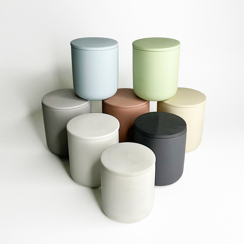 Luxury Unique Cylinder Ceramic Candle Jar 12oz Matte Empty Modern Candle Jars Vessels With Lids