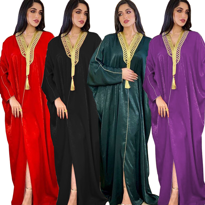 Arab Dubai Muslim VelVet Turkish Abaya Palestinian Women Muslim Dress Islamic Clothing For Muslim Wedding Abaya