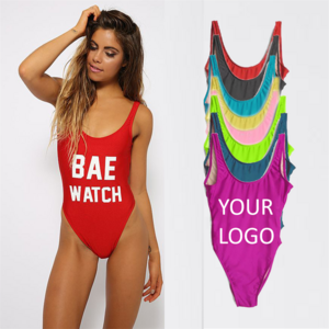 Custom logo One Piece Swimsuit Women Swimwear Bikini Bathing Suit Backless High Cut Beachwear Swimsuit