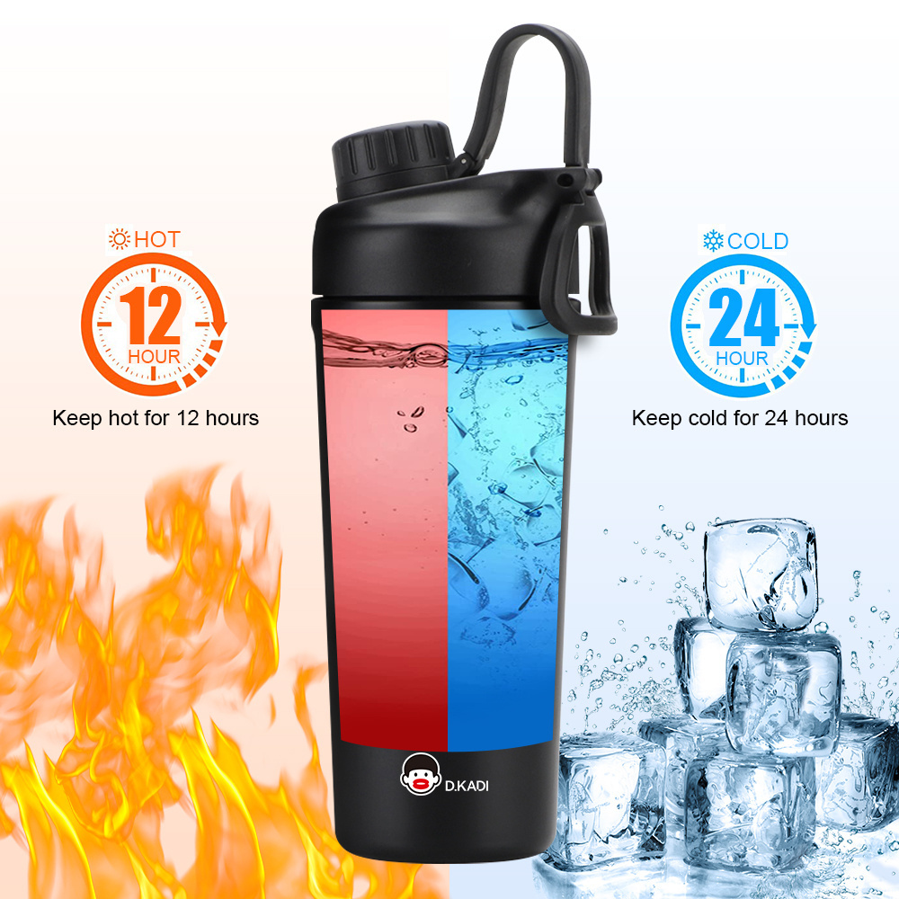 Patented Product Double Wall Insulated Termos Vacuum Flask Custom Color Stainless Steel Sports Gym Protein Shaker Bottle