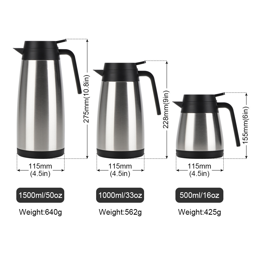 Portable Wholesale High Quality Vacuum Insulated Steel Double Wall Coffee Pot Thermal Coffee Carafe