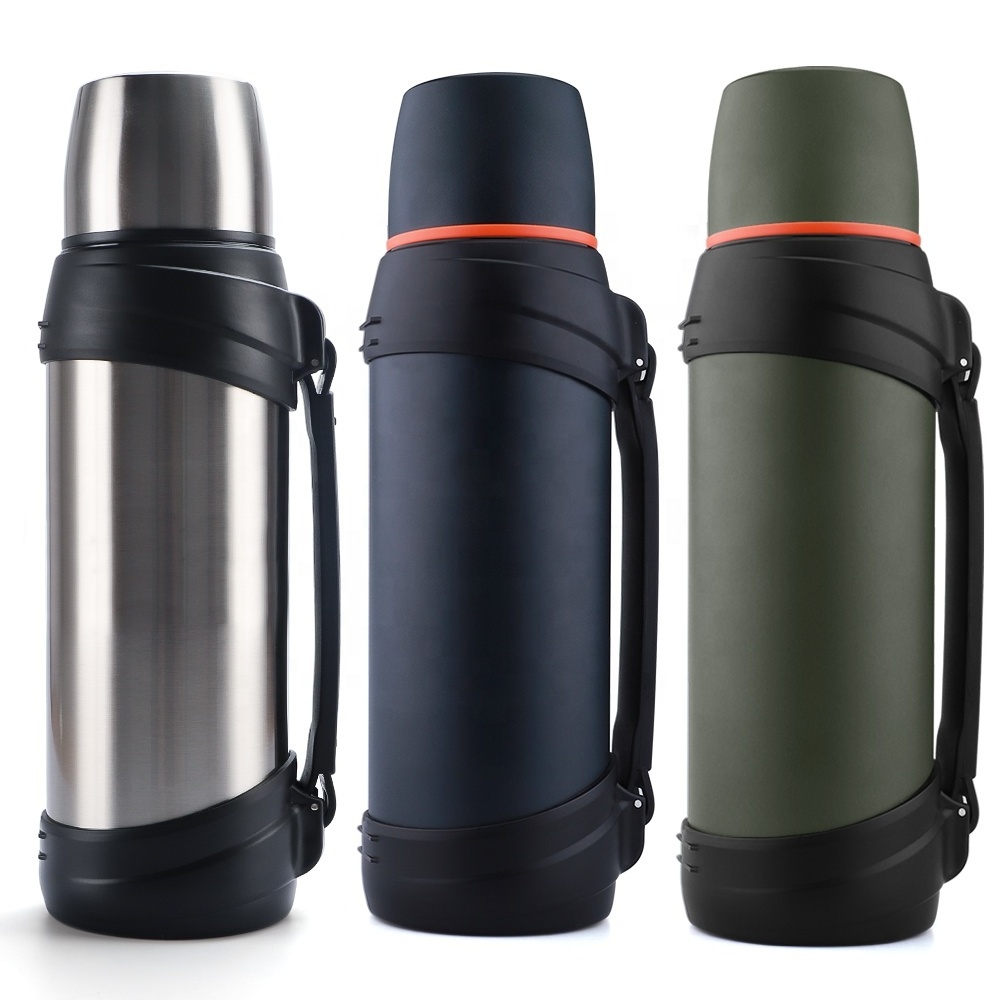 Wholesale 2L 2.5L large capacity stainless steel outdoor travel water bottle double wall insulated thermos flask with handle