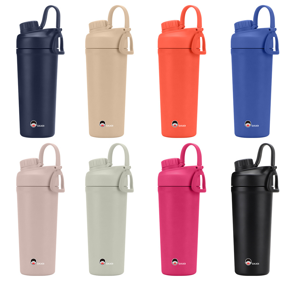 High Quality Double Wall Insulated Stainless Steel Sports Shaker Water Bottle with Lid Custom Protein Color Vacuum Flask