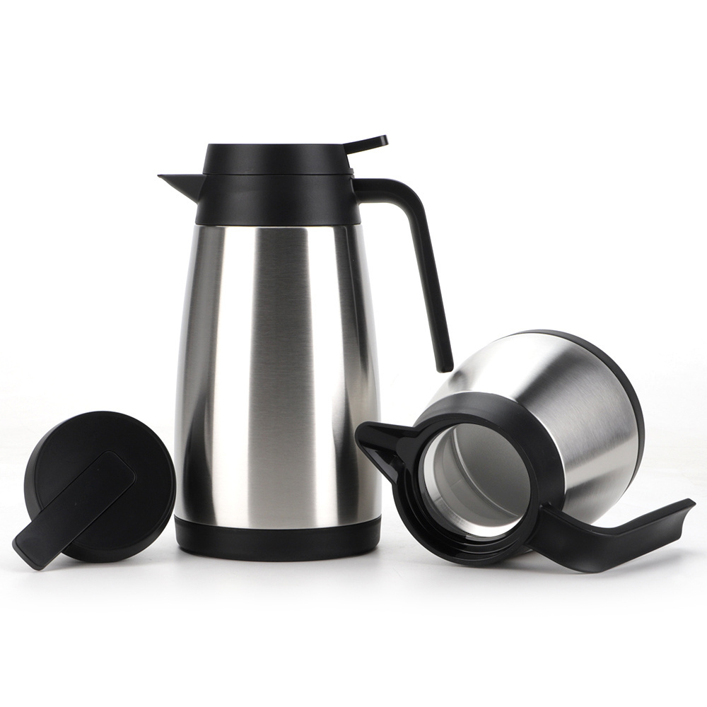 1L 304 Stainless Steel Insulated Thermal Coffee Carafe Portable Vacuum Water Tea Pot with Lid for Hot Beverage Keeping