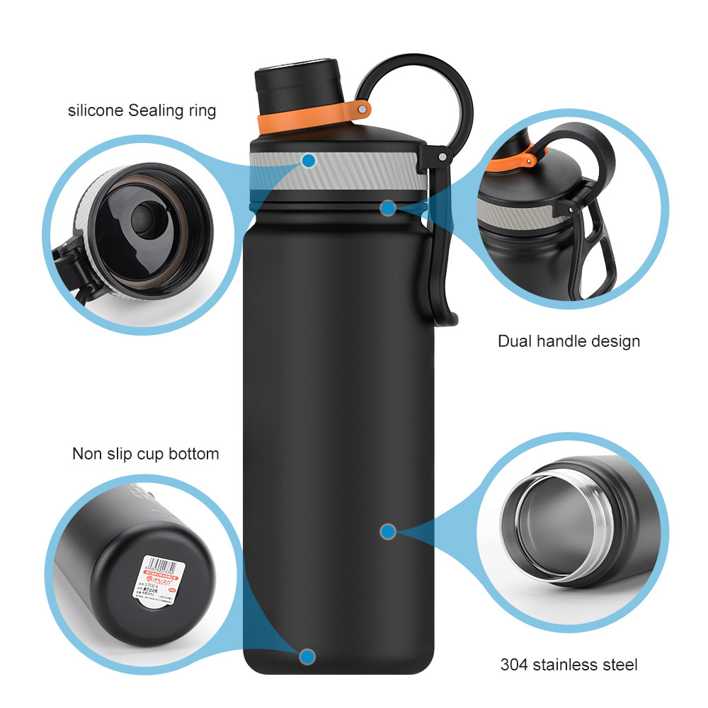 2024 New Design Double Wall Custom Seal Metal Thermos Stainless Steel Insulated Vacuum Sport Shaker Drink Gym Water Bottle Flask