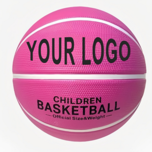 Outdoor Cheap custom logo Rubber Basketball Kid Pink Basketball