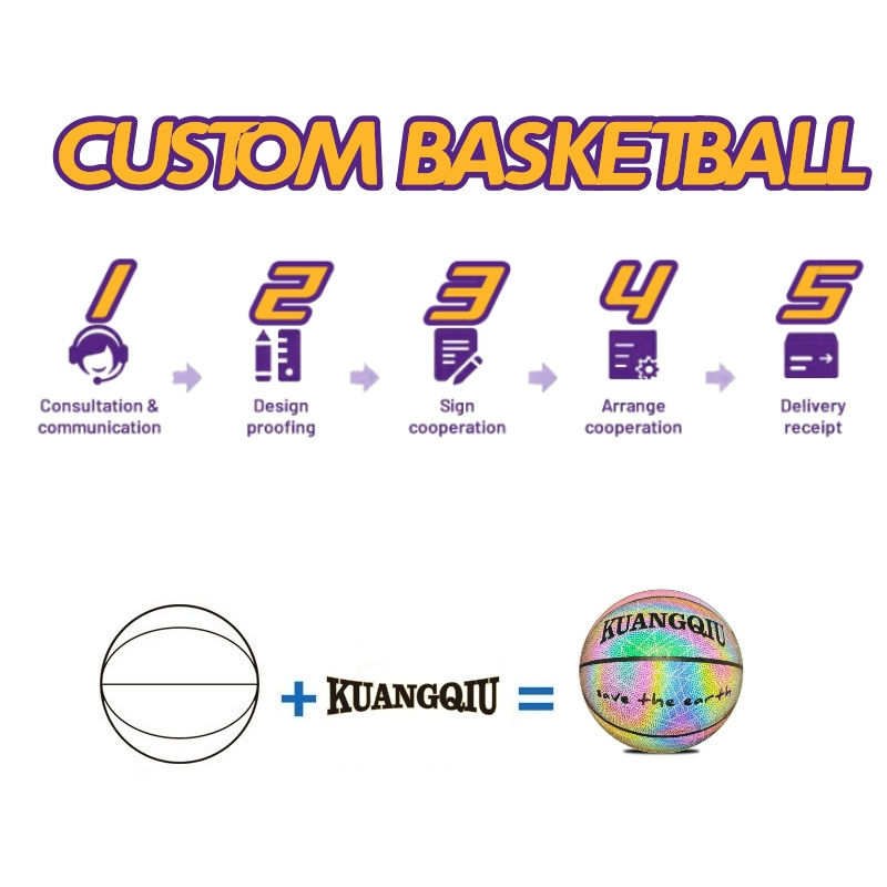 Customized Logo basketball ball size 7 fashion glow reflective basketball