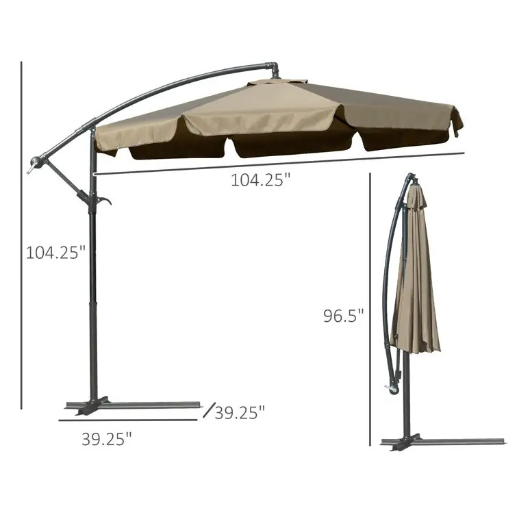 Cantilever Offset Patio Umbrella 10 feet Hanging Garden Parasol SunShade Bistro Market Banana Umbrella