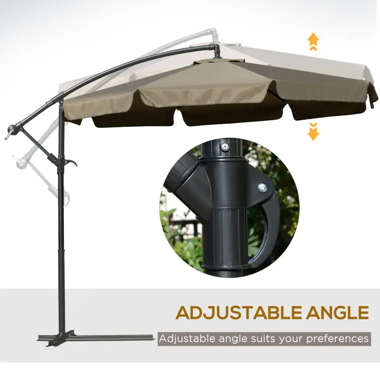 Cantilever Offset Patio Umbrella 10 feet Hanging Garden Parasol SunShade Bistro Market Banana Umbrella