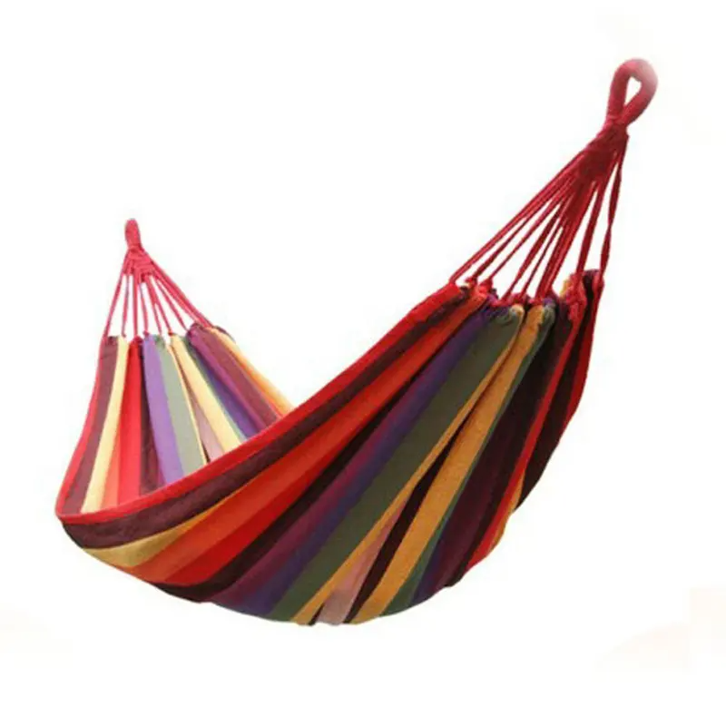 High Quality Portable Lightweight Cotton Soft Wooden Stand Canvas Swing Outdoor Camping Hammock