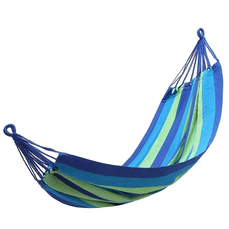 High Quality Portable Lightweight Cotton Soft Wooden Stand Canvas Swing Outdoor Camping Hammock