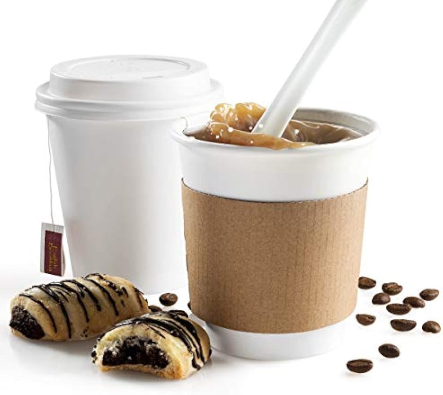 White Paper Disposable Coffee Cups and Insulated Ripple Paper Hot Coffee Cups  With Lids And Sleeves for Tea