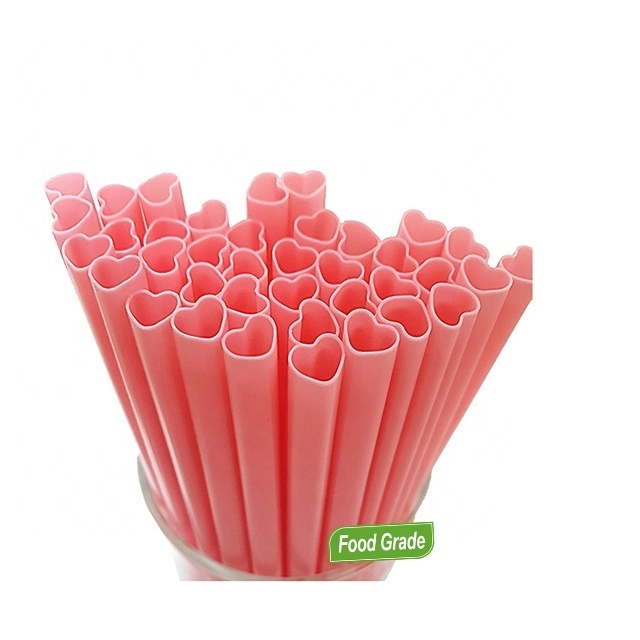 Heart shaped pink straw disposable drinking straw for kids for home birthday party