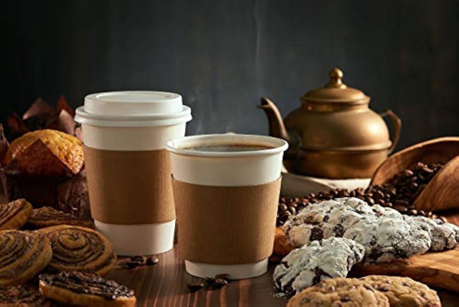 White Paper Disposable Coffee Cups and Insulated Ripple Paper Hot Coffee Cups  With Lids And Sleeves for Tea