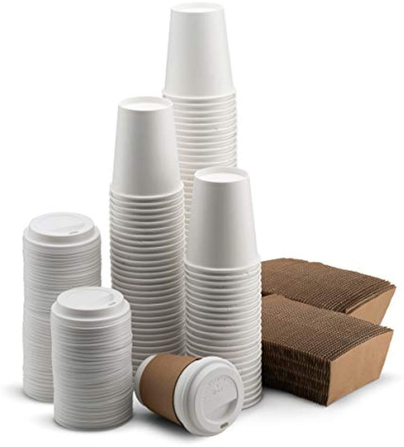 White Paper Disposable Coffee Cups and Insulated Ripple Paper Hot Coffee Cups  With Lids And Sleeves for Tea