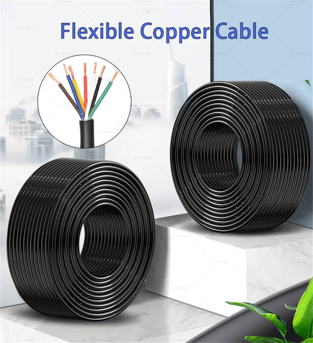 Copper Conductor Royal Cord Flexible Cable RVV, 2 3 4 5 Core 0.75 1 1.5 2.5 4 6mm Electrical Cable Wire H05VV-F Power Cable