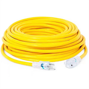 50ft 12/3 Outdoor Extension Cord Waterproof Flexible Cold Resistant Power Cord,15amp 1875W SJTW Yellow Power Extension Cord