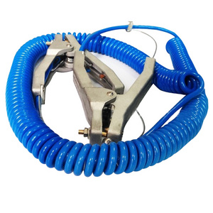 earth connection clamp with spiral power cable spring cable electrical wires static grounding clamps