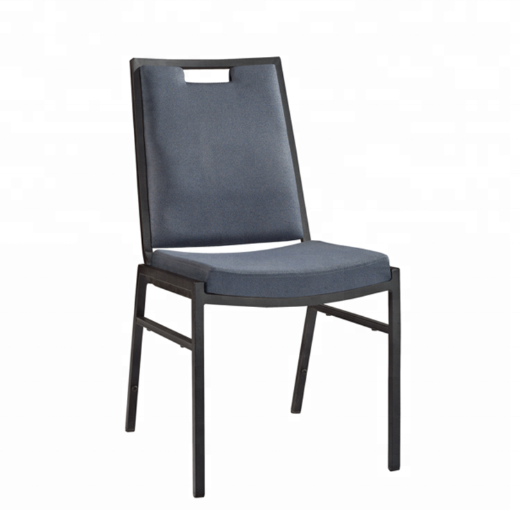 Comfortable Design Black  Fabric Hotel Meeting Banquet  Iron Steel Stacking Chair