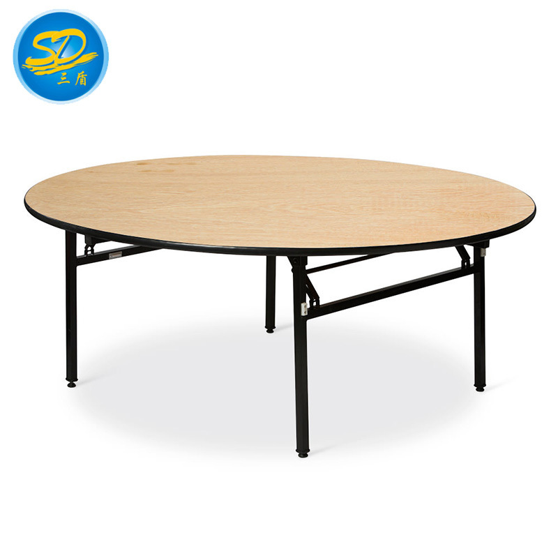 China Factory Hotel Project Used Customized 1.2m 1.6m 1.8m 2m Round  Plywood  PVC Folding Table