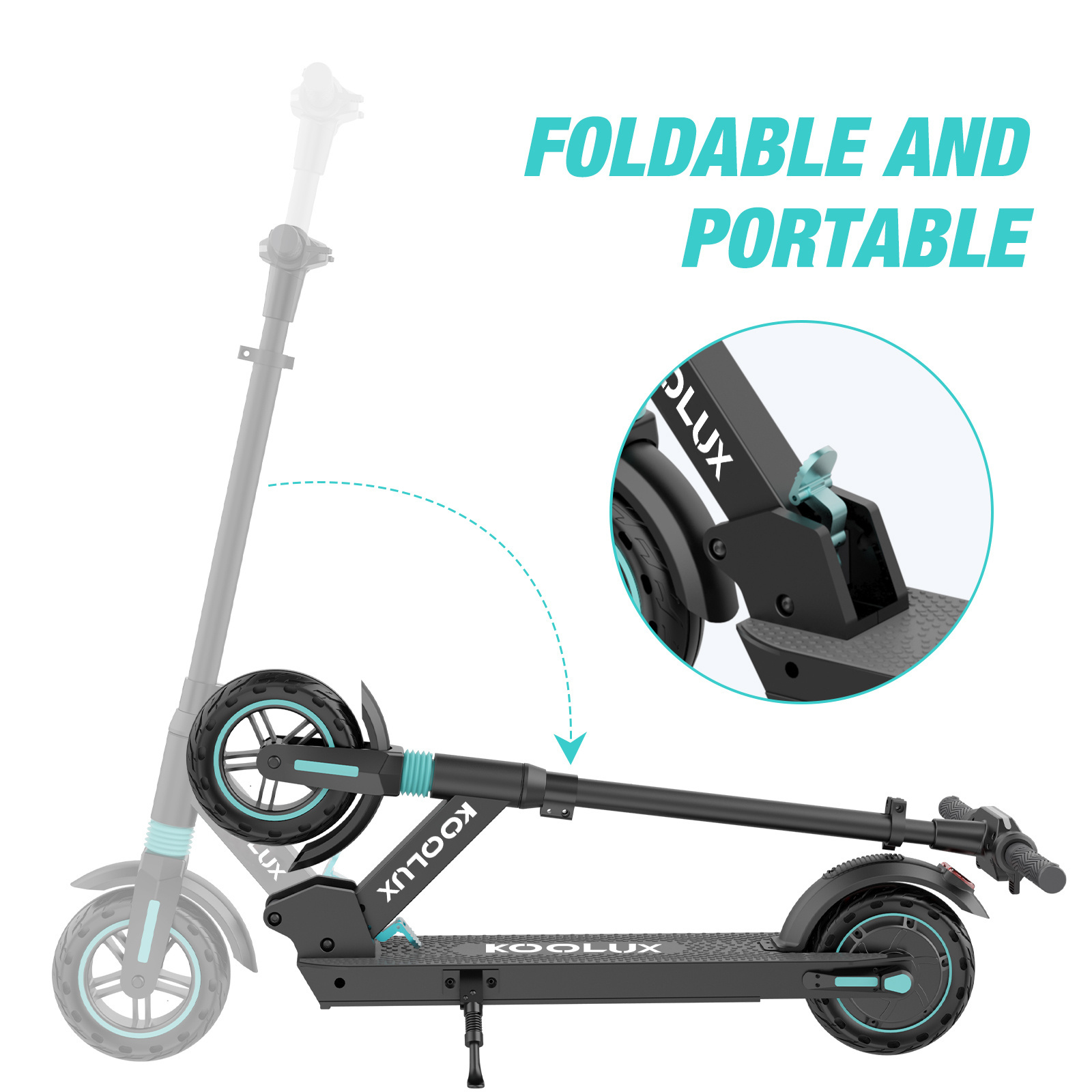 KOOLUX 250W 8Inch 25KM/H Max Speed Electric Scooter Two Wheels Dual Motor Powerful Adjustable Foldable Adult Kick Scooter