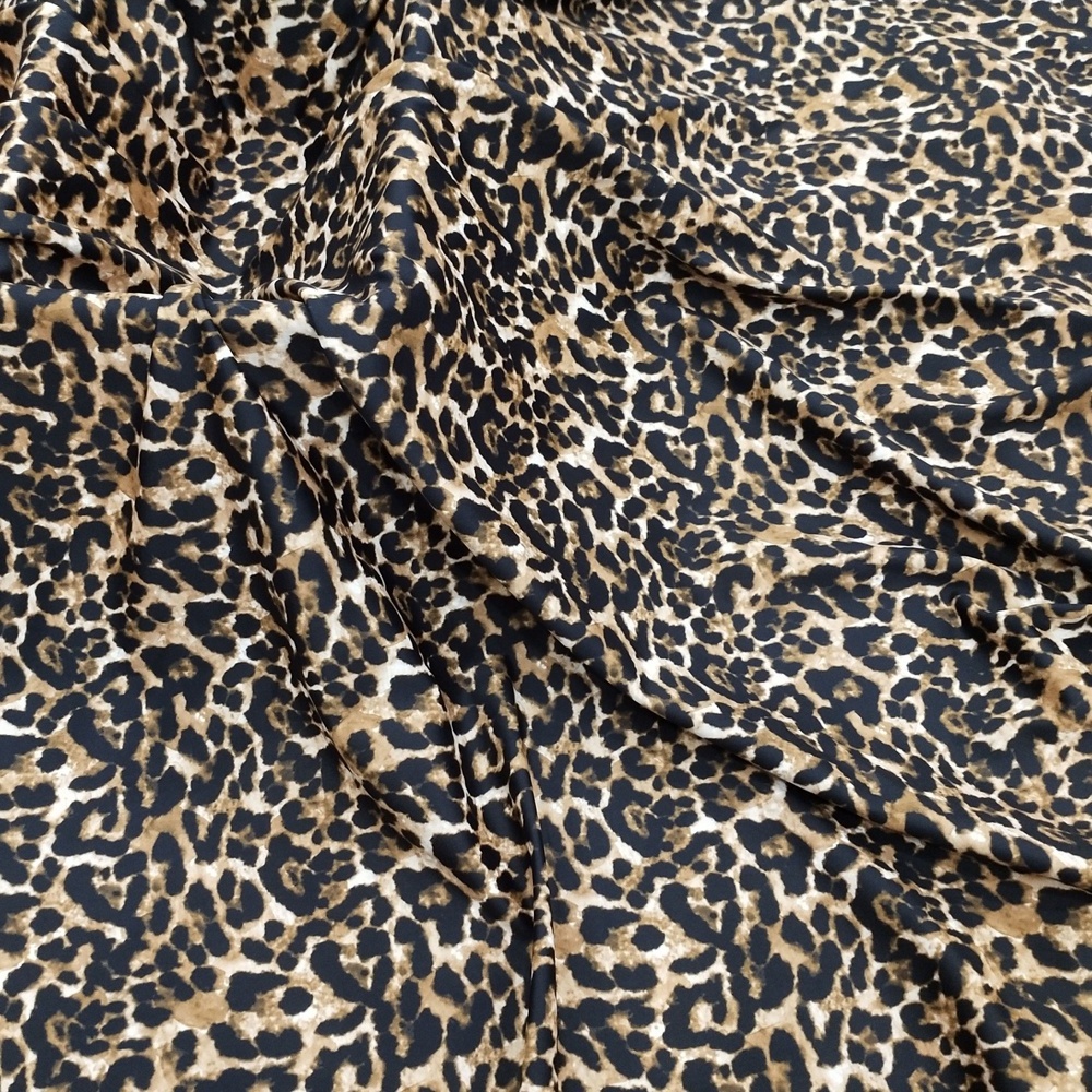 88 Polyester 12 Spandex 50d Recycled Leopard fabric Breathable Waterproof Stretch Satin Soft Swimwear Fabric