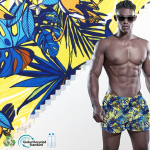 Spring and summer beach shorts swimming trunks digital printing polyester twill peach skin fabric