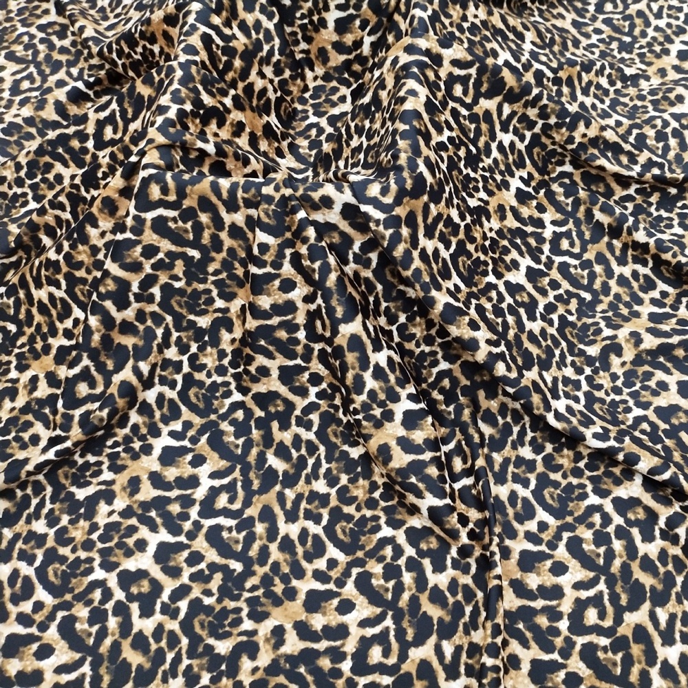 88 Polyester 12 Spandex 50d Recycled Leopard fabric Breathable Waterproof Stretch Satin Soft Swimwear Fabric