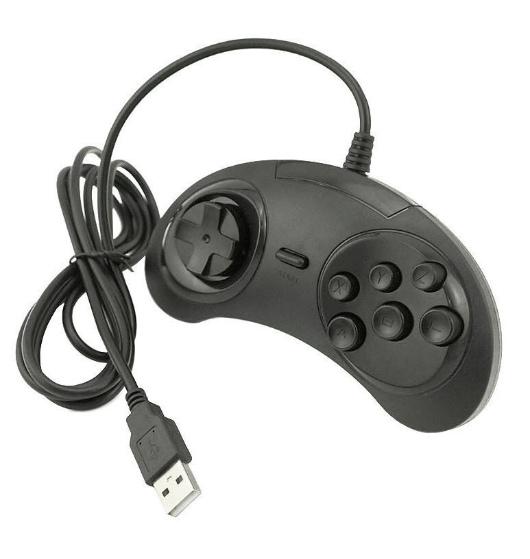 New Usb Controller for Sega Controller 6-Button Arcade Pad BLACK Usb Controller