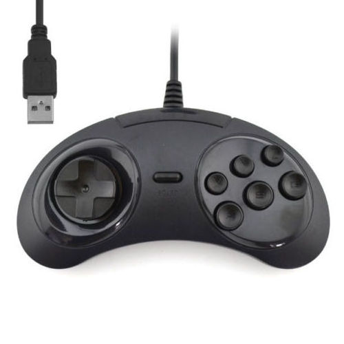 New Usb Controller for Sega Controller 6-Button Arcade Pad BLACK Usb Controller